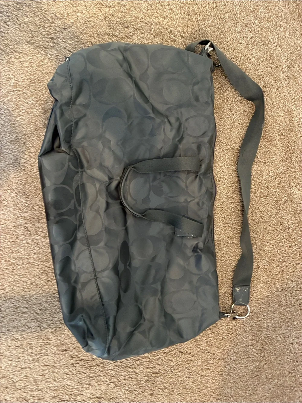 Coach Charcoal Signature Nylon Duffel Bag
